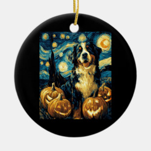 Bernese Mountain Cute Dog Halloween Jack O Lantern Ceramic Tree Decoration