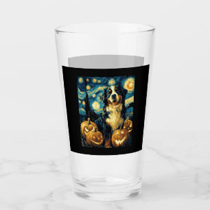 Bernese Mountain Cute Dog Halloween Jack O Lantern Glass