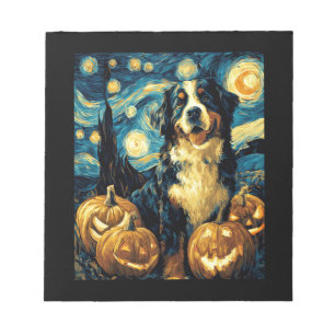 Bernese Mountain Cute Dog Halloween Jack O Lantern Notepad