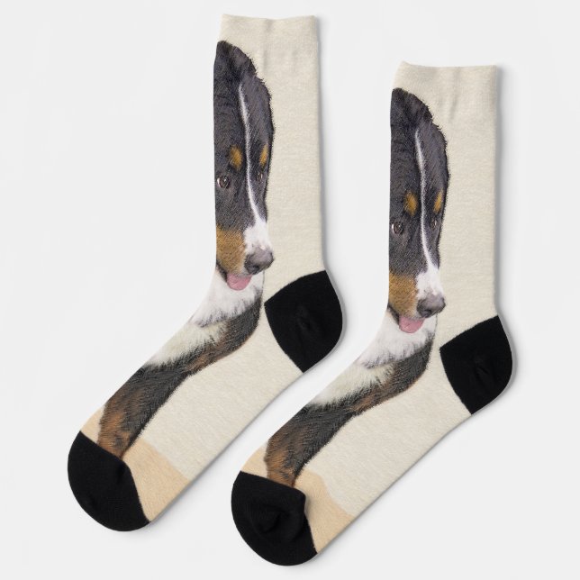 Bernese Mountain Dog 2 Painting - Cute Original Do Socks (Left)