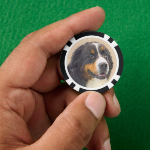 Bernese Mountain Dog 2 Painting - Original Dog Art Poker Chips