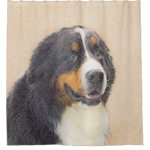 Bernese Mountain Dog 2 Painting - Original Dog Art Shower Curtain