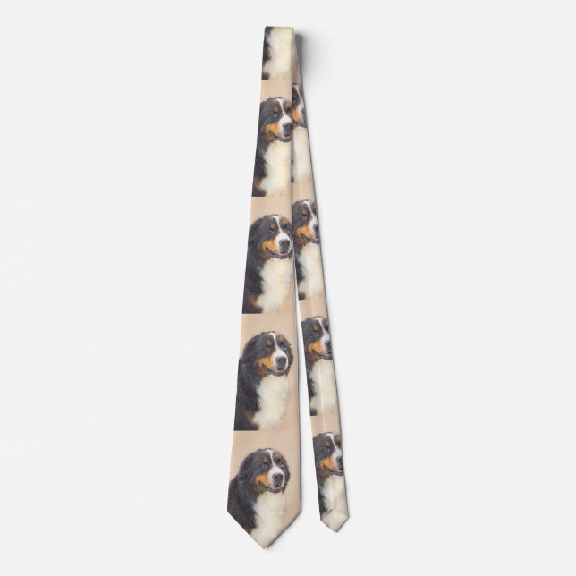 Bernese Mountain Dog 2 Painting - Original Dog Art Tie (Front)