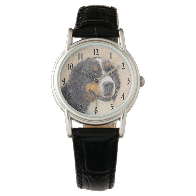 Bernese Mountain Dog 2 Painting - Original Dog Art Watch (Front)