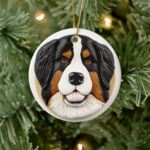 Bernese Mountain Dog 3D Inspired Ceramic Tree Decoration