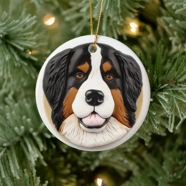 Bernese Mountain Dog 3D Inspired Ceramic Tree Decoration (Tree)