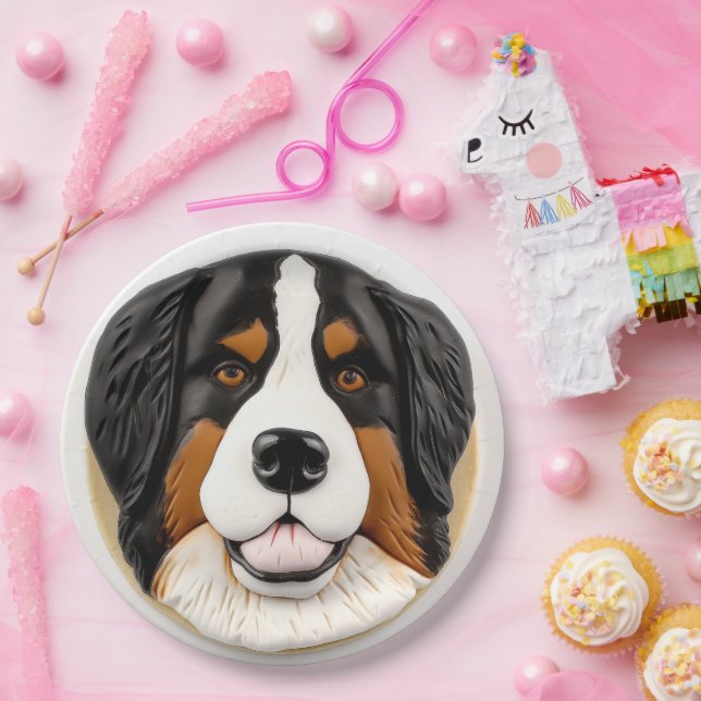 Bernese Mountain Dog 3D Inspired Paper Plate (Party)