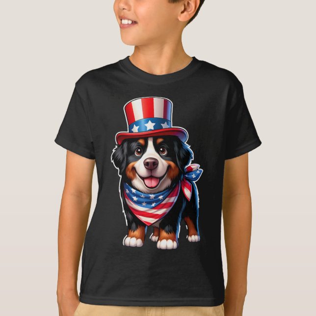 Bernese Mountain Dog 4th Of July Men Women Kids  T-Shirt (Front)