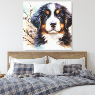 Bernese Mountain Dog AI Puppy  Canvas Print