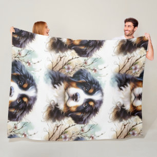 Bernese Mountain Dog AI Puppy  Fleece Blanket