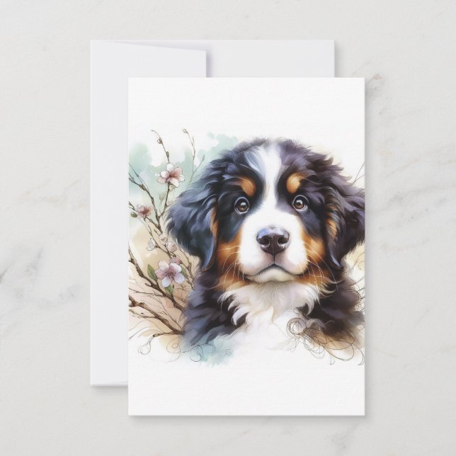 Bernese Mountain Dog AI Puppy  Thank You Card (Front)