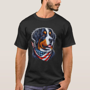 Bernese Mountain Dog American Flag 4th Of July Dog T-Shirt