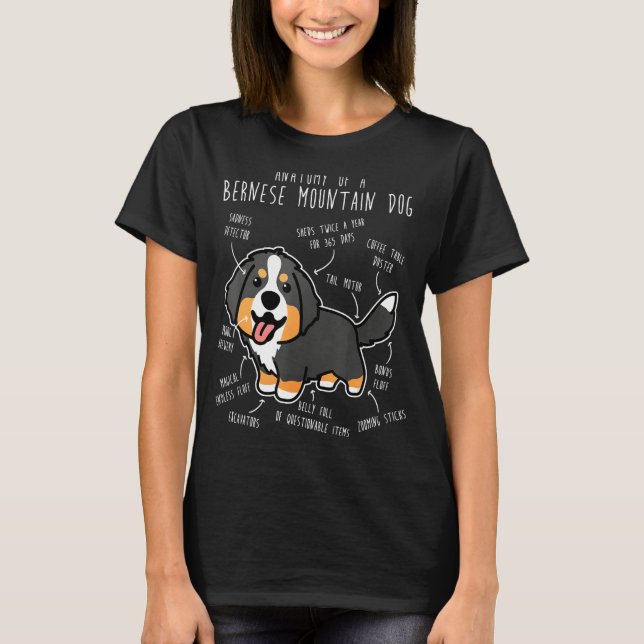 Bernese Mountain Dog Anatomy  Cute Pet Dog Mum Dog T-Shirt (Front)
