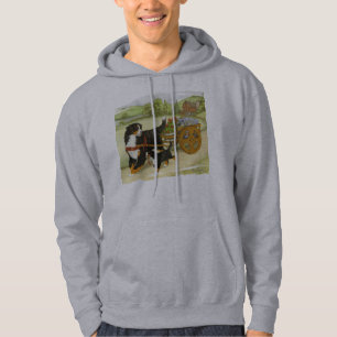 Bernese Mountain Dog and Pup with Cart Hoodie