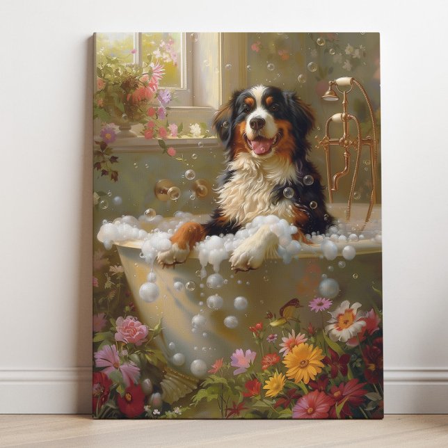 Bernese Mountain Dog Art, Bathroom Art Canvas Print (Bernese Mountain Dog Art)