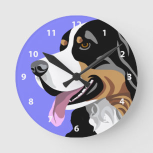 Bernese Mountain Dog Art Gifts Round Clock