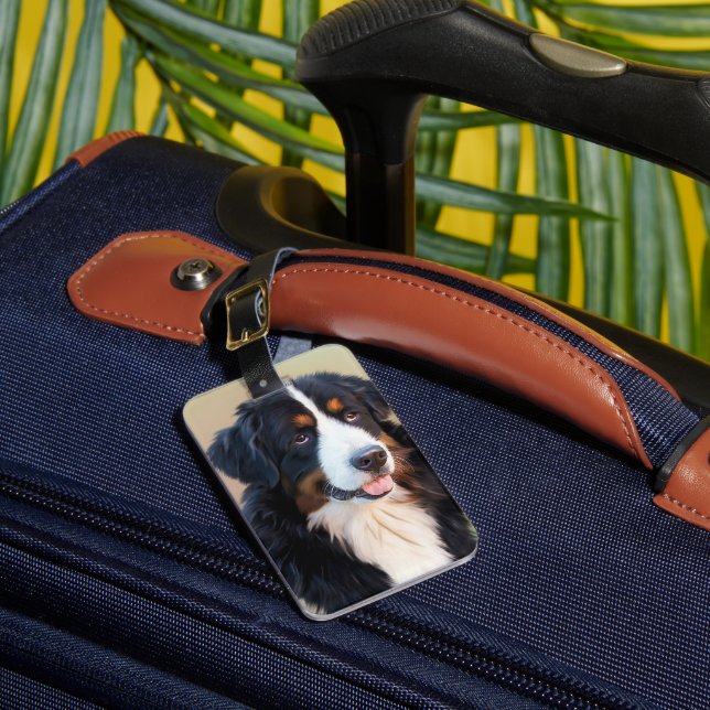 bernese mountain dog art luggage tag (Front Insitu 1)