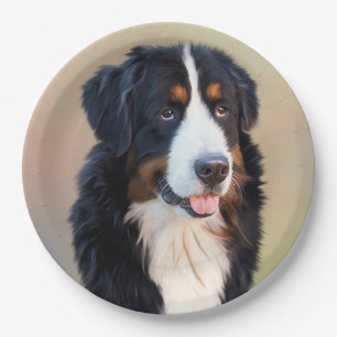 bernese mountain dog art paper plate