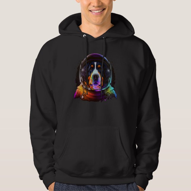 Bernese Mountain Dog Astronaut Colorful Outer Spac Hoodie (Front)