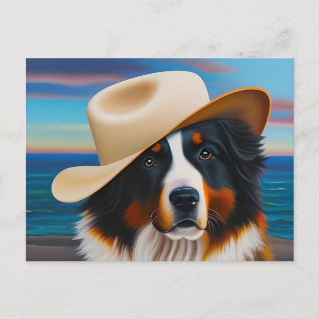 Bernese Mountain Dog At The Beach Postcard (Front)