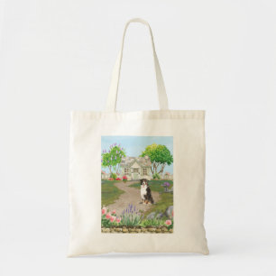 Bernese Mountain Dog At the Cottage tote bag