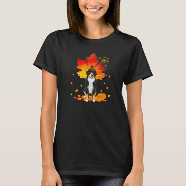 Bernese Mountain Dog  Autumn Leaf Fall Leaves Pump T-Shirt (Front)