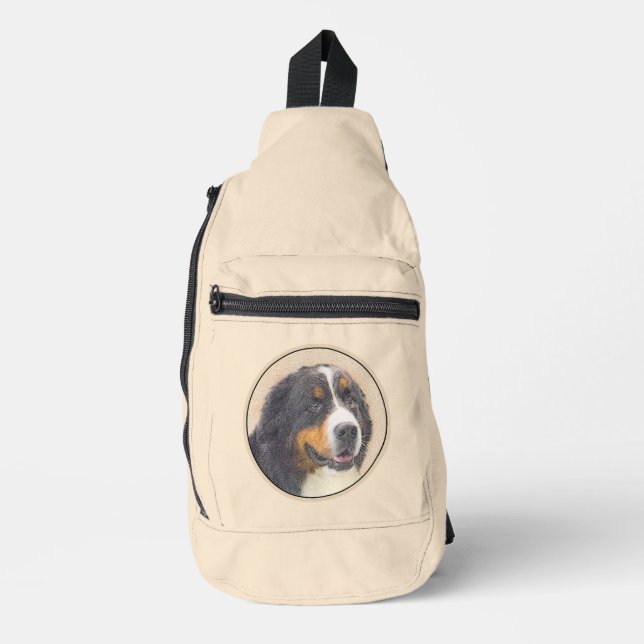 Bernese Mountain Dog Berner Painting Cute Pet Art Sling Bag (Front)