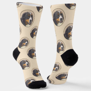 Bernese Mountain Dog Berner Painting Cute Pet Art Socks