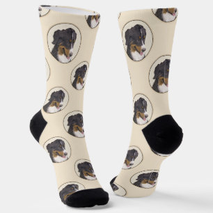 Bernese Mountain Dog Berner Painting Cute Pet Art Socks