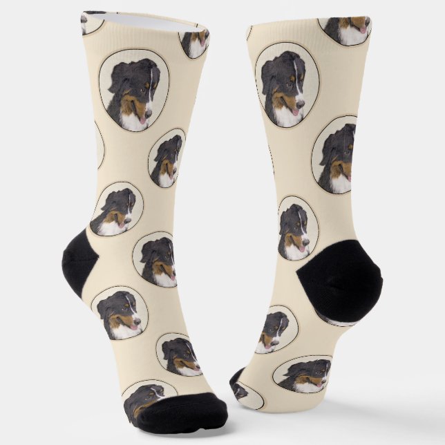 Bernese Mountain Dog Berner Painting Cute Pet Art Socks (Angled)