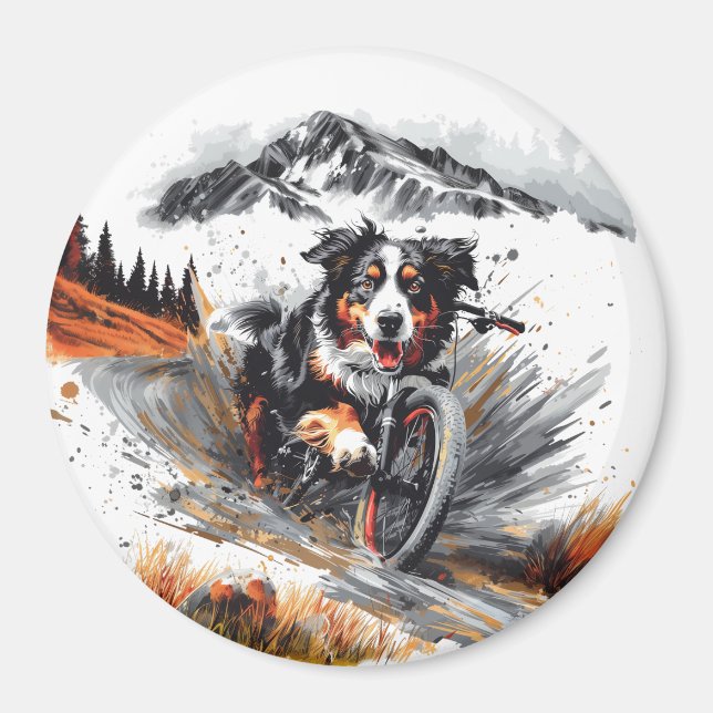 Bernese Mountain Dog Biking In The Mountains Magnet (Front)