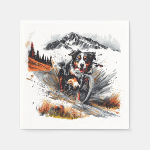 Bernese Mountain Dog Biking In The Mountains Napkin