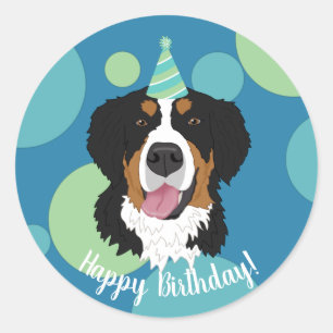Bernese Mountain Dog Birthday  Classic Round Sticker