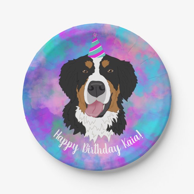 Bernese Mountain Dog Birthday  Paper Plate (Front)