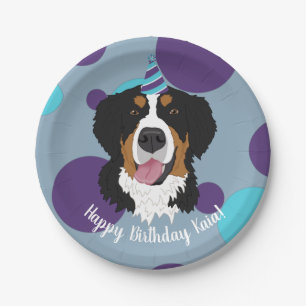 Bernese Mountain Dog Birthday Paper Plate