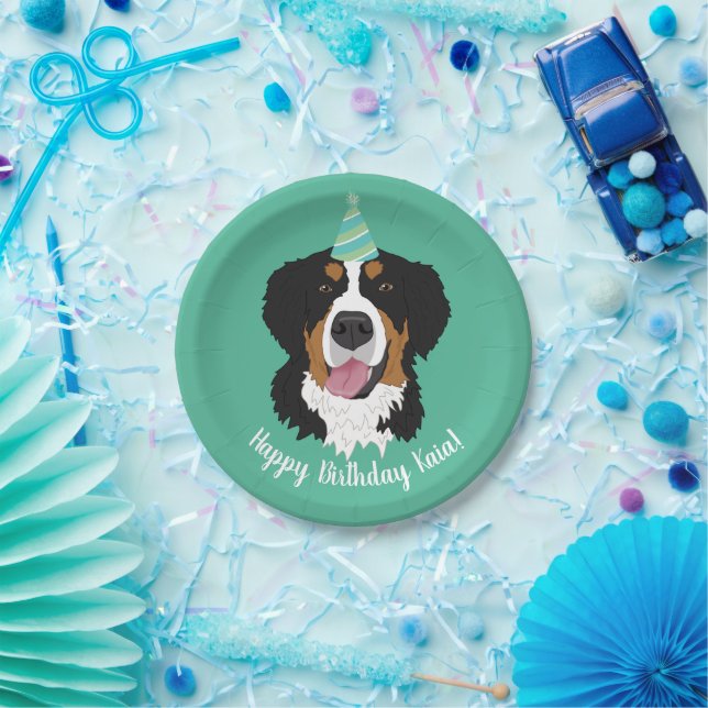 Bernese Mountain Dog Birthday Paper Plate (Party)