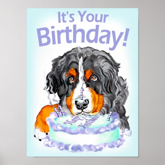 Bernese Mountain Dog Birthday Poster (Front)