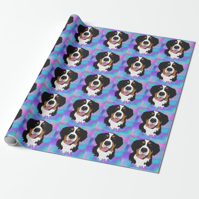 Bernese Mountain Dog Birthday  Wrapping Paper (Unrolled)