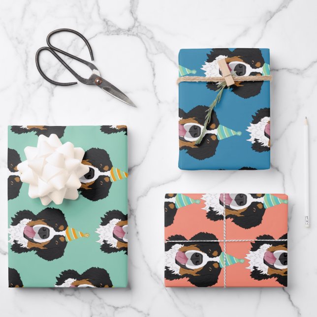 Bernese Mountain Dog Birthday  Wrapping Paper Sheet (Front)