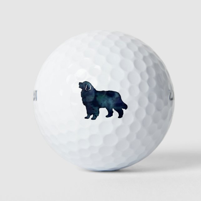 Bernese Mountain Dog Black Watercolor Golf Balls (Front)