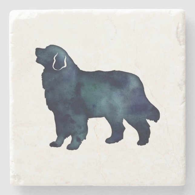 Bernese Mountain Dog Black Watercolor Stone Coaster (Front)
