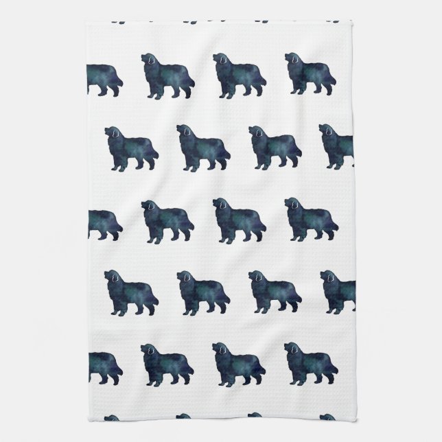 Bernese Mountain Dog Black Watercolor Tea Towel (Vertical)