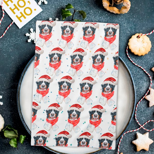 Bernese Mountain Dog Breed Christmas Tea Towel (Creator Uploaded)