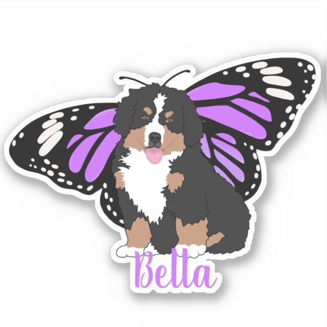 Bernese Mountain Dog Butterfly Sticker (Front)