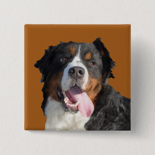 Bernese Mountain Dog Button Watercolor