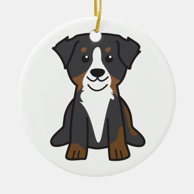 Bernese Mountain Dog Cartoon Ceramic Tree Decoration (Front)