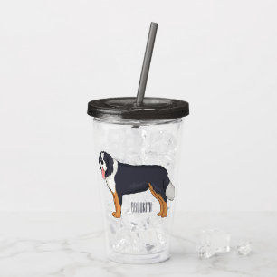 Bernese mountain dog cartoon illustration acrylic tumbler