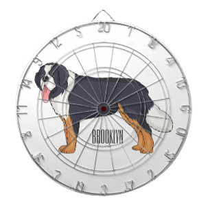 Bernese mountain dog cartoon illustration dartboard