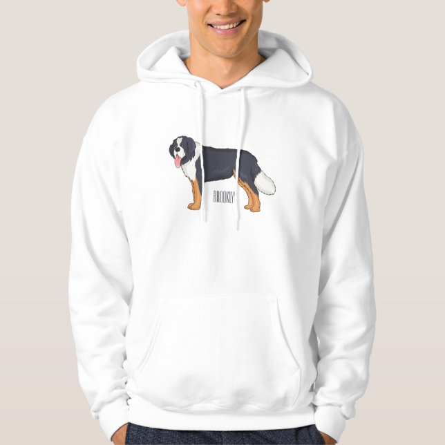 Bernese mountain dog cartoon illustration hoodie (Front)