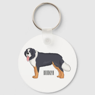 Bernese mountain dog cartoon illustration key ring